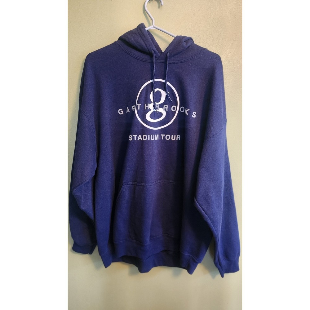GARTH BROOKS Navy Blue Stadium Tour Graphic Fleece Hoodie‎  Sweatshirt New